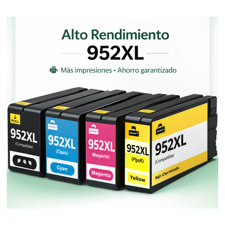 Cartuchos de tinta 952xl compatibles pack de 4 colores alto rendimiento para impresora